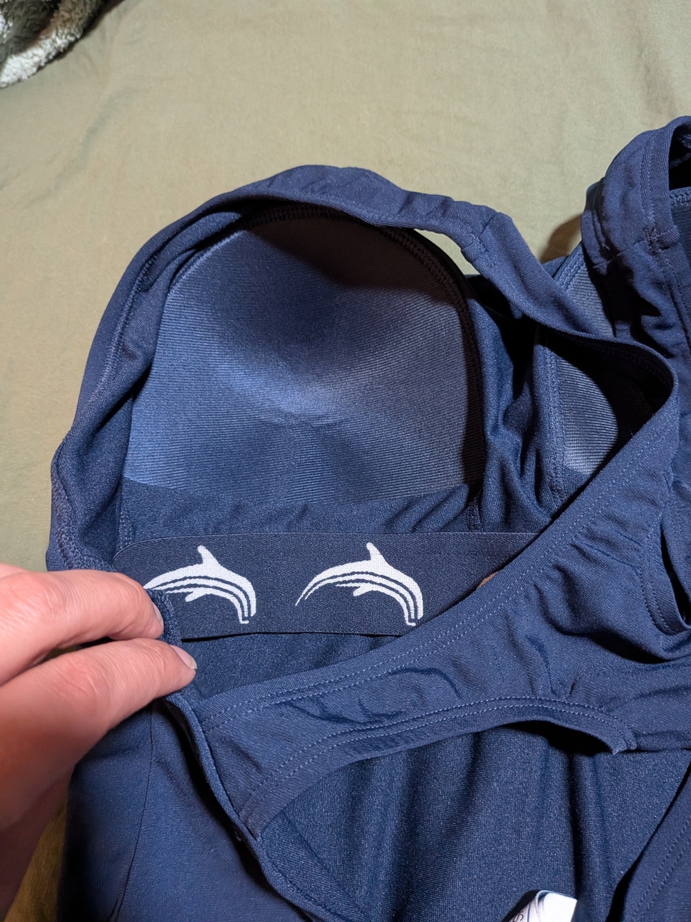 Dolfin Womens Size 14 Aqua Shape Navy Blue W/ Built In Cups Active Fashion - Picture 5 of 7